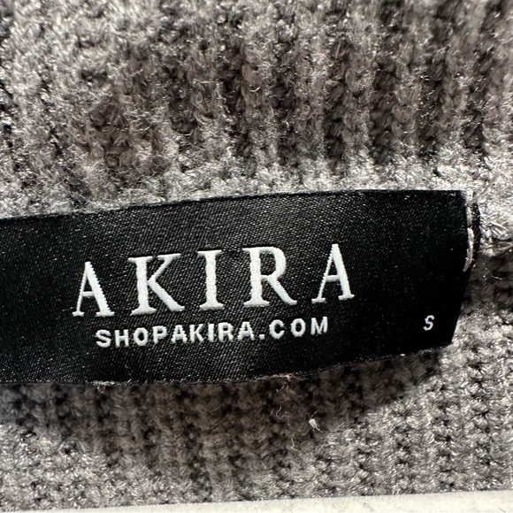 Akira Ribbed Puff Long Sleeve Mock Neck Gray Knit Bodysuit Women’s size S - Picture 8 of 8